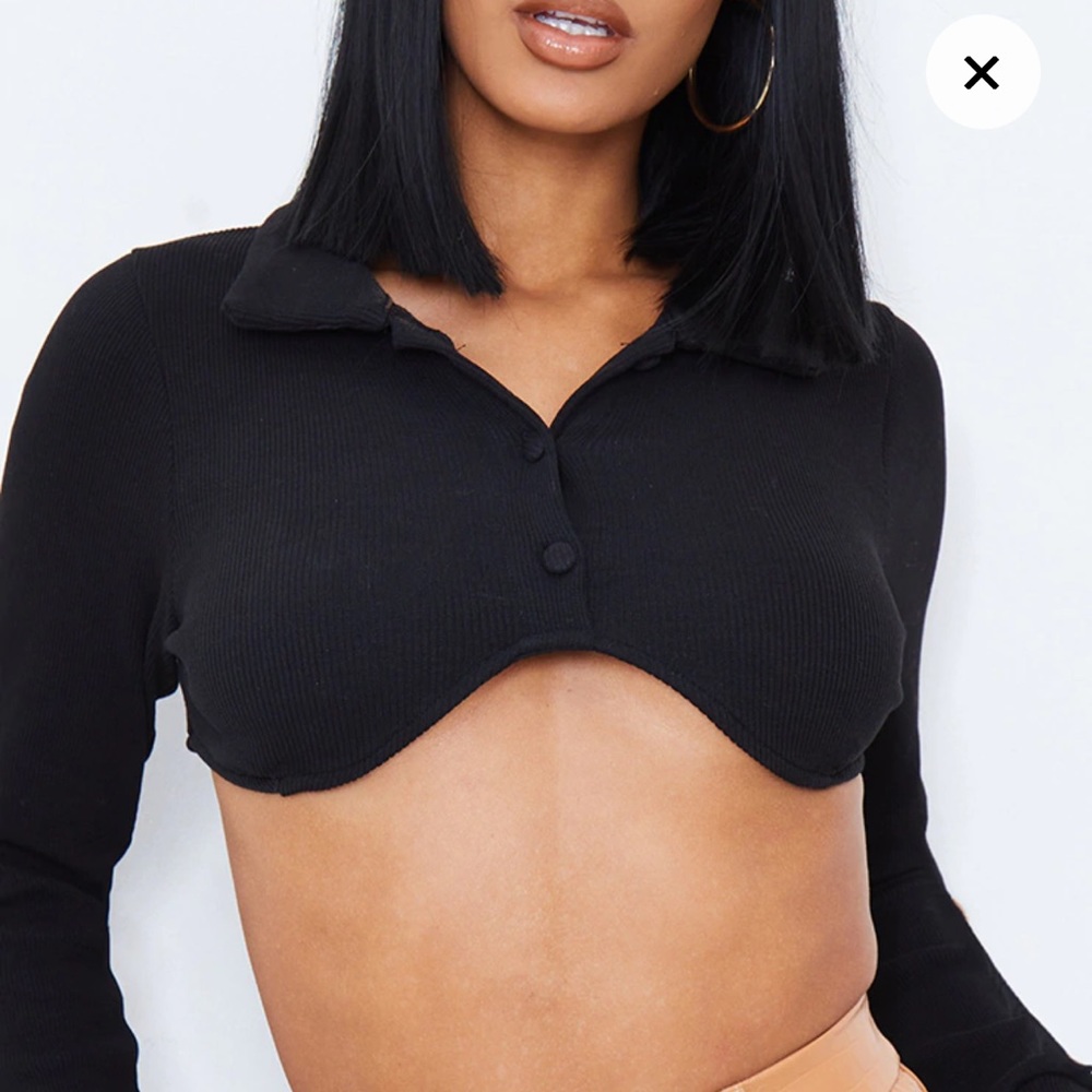 Pretty Little Thing Collar Rib Crop Top